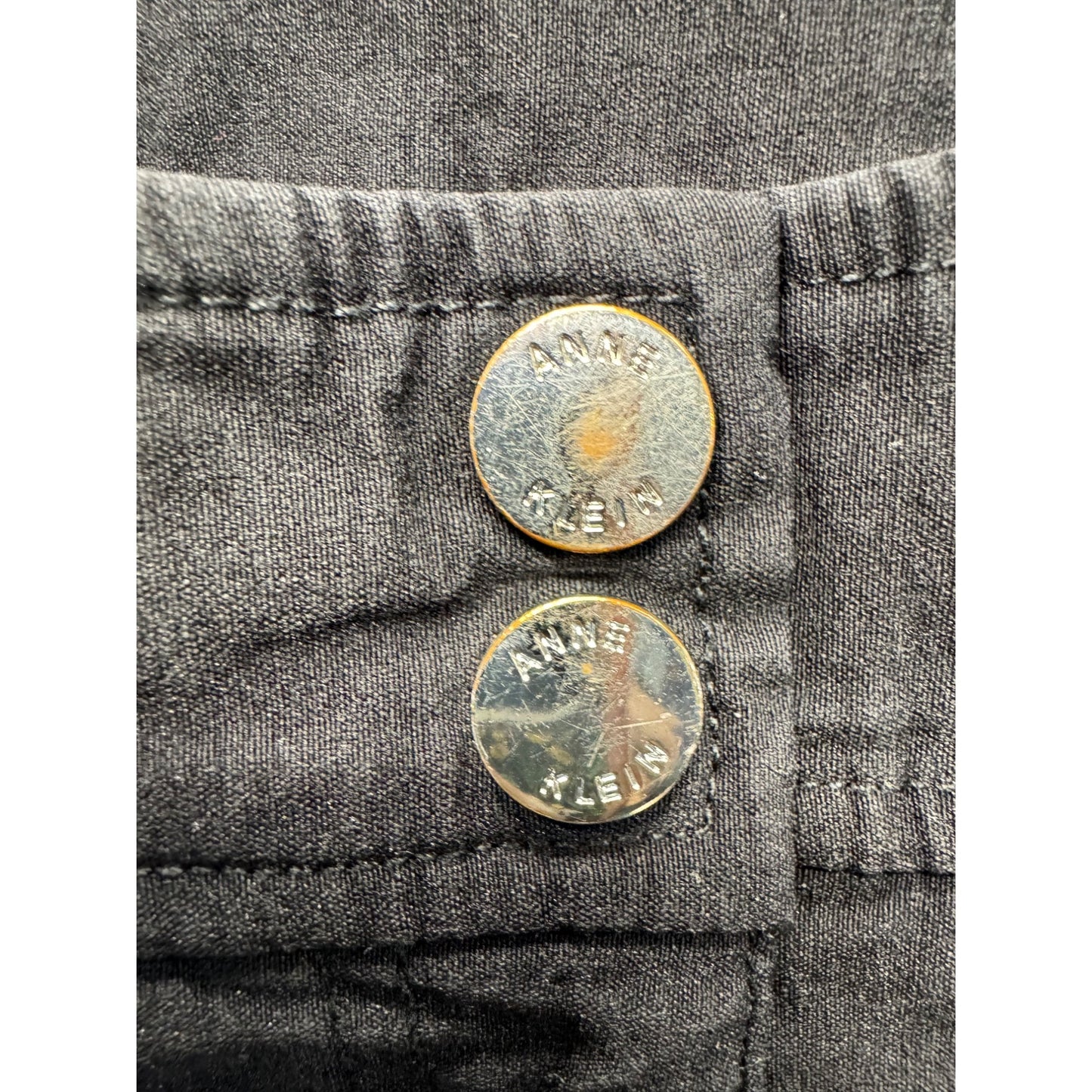 Anne Klein Black Straight-Leg Pants With Zipper Pocket & Button Detail #235B