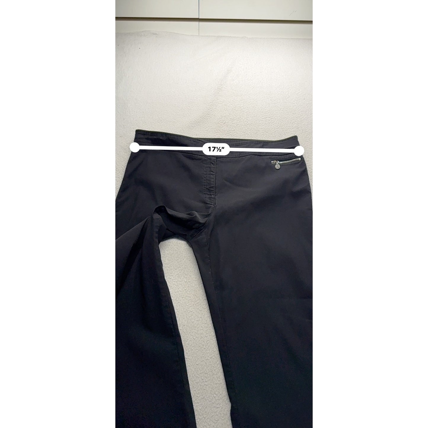Anne Klein Black Straight-Leg Pants With Zipper Pocket & Button Detail #235B