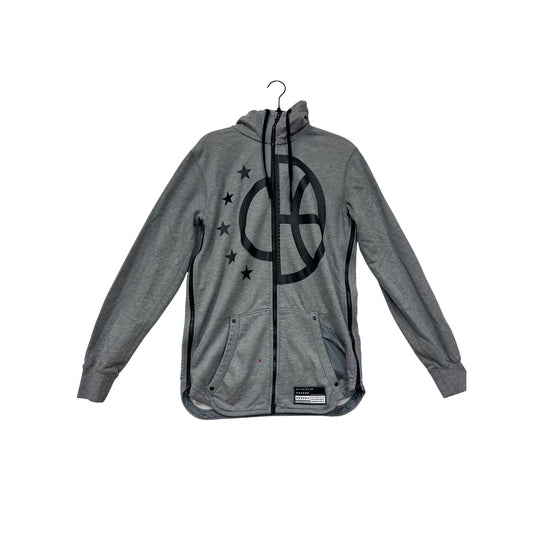 Nike Gray Full-Zip Hoodie W/ Star & Peace Symbol Graphic Size S #8837