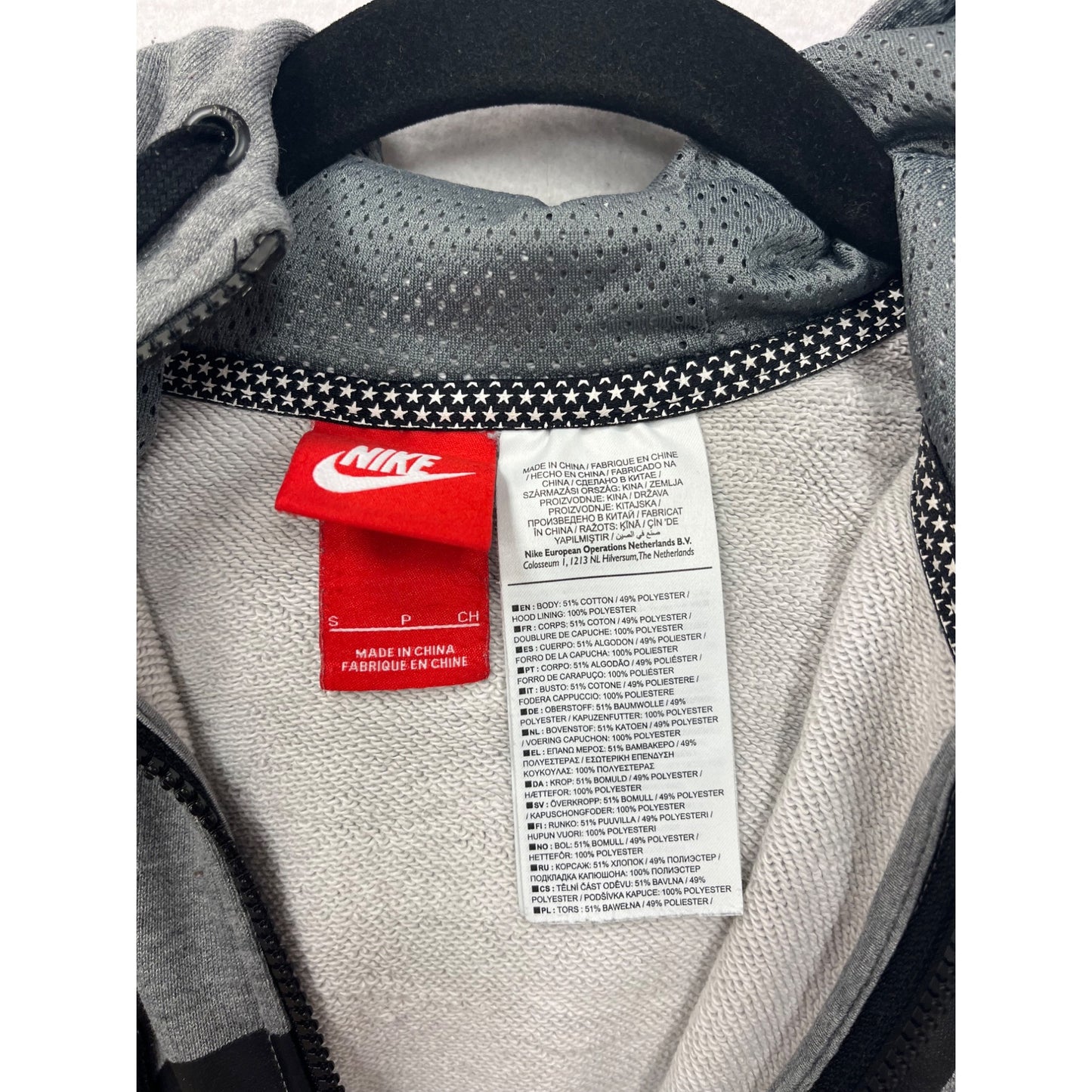 Nike Gray Full-Zip Hoodie W/ Star & Peace Symbol Graphic Size S #8837