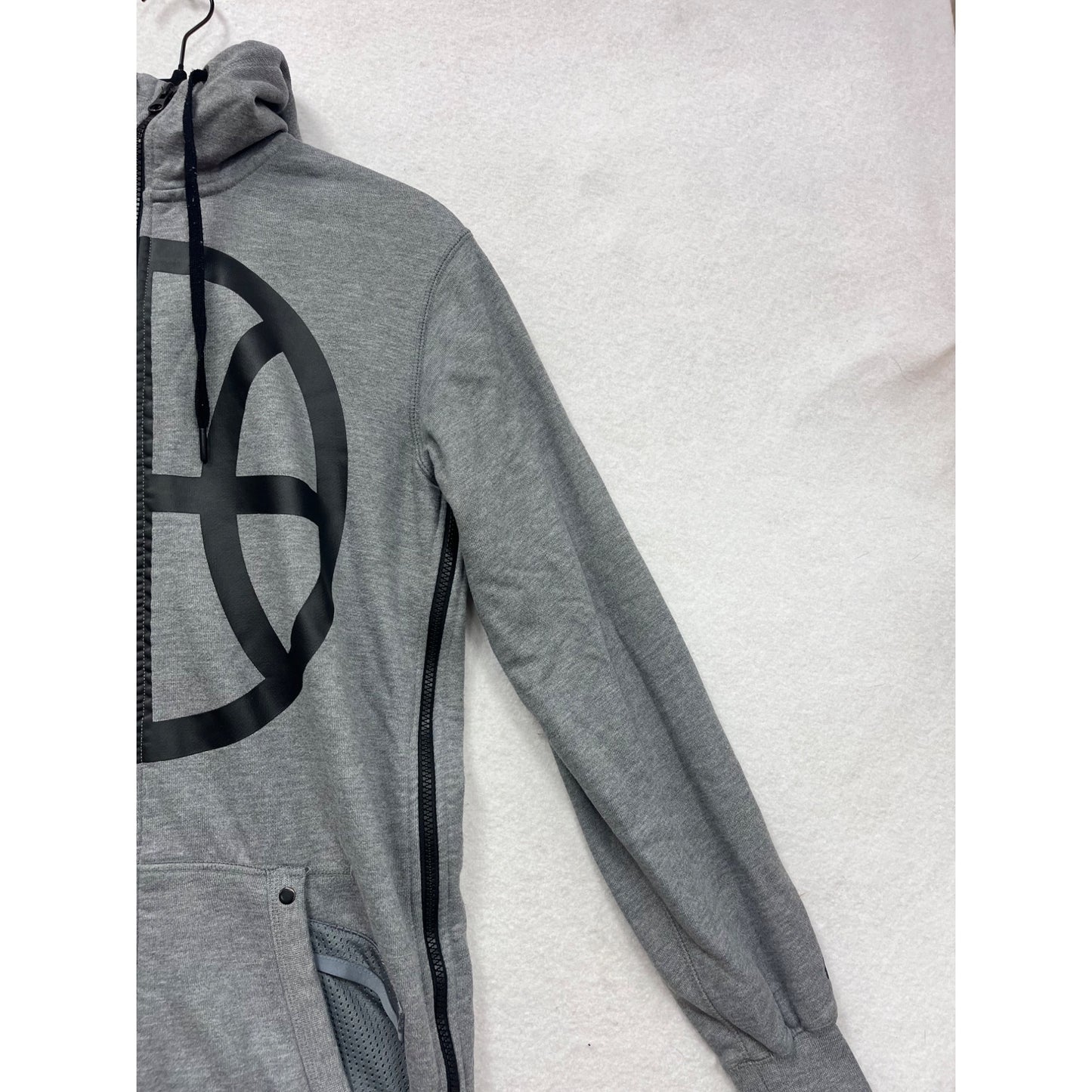 Nike Gray Full-Zip Hoodie W/ Star & Peace Symbol Graphic Size S #8837