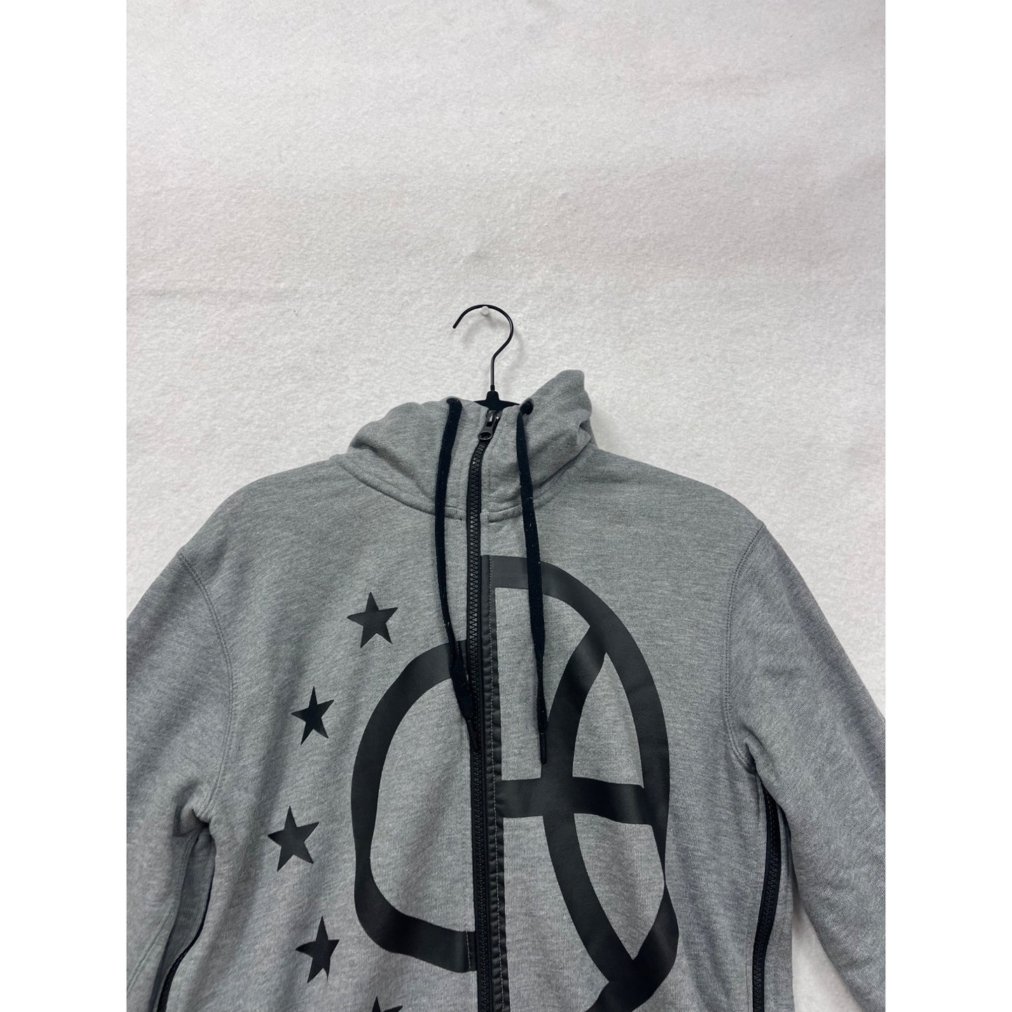 Nike Gray Full-Zip Hoodie W/ Star & Peace Symbol Graphic Size S #8837