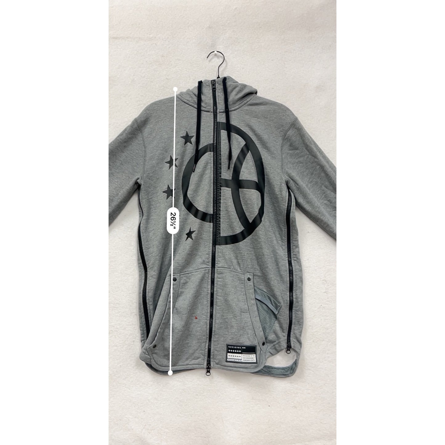 Nike Gray Full-Zip Hoodie W/ Star & Peace Symbol Graphic Size S #8837