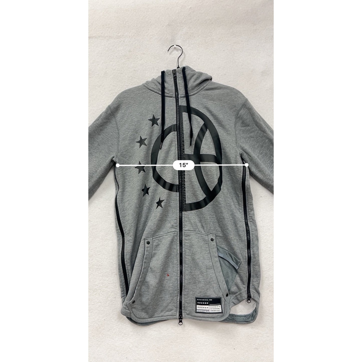 Nike Gray Full-Zip Hoodie W/ Star & Peace Symbol Graphic Size S #8837