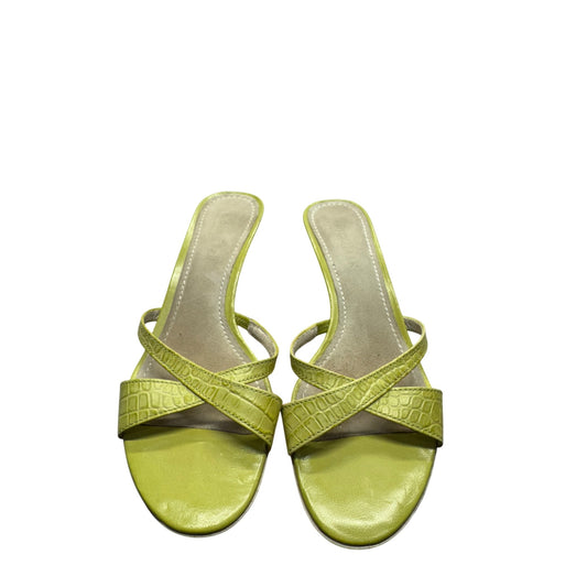 Cole Haan Womens Lime Green Leather Strappy Kitten Heel Sandals Size 8.5 #9011