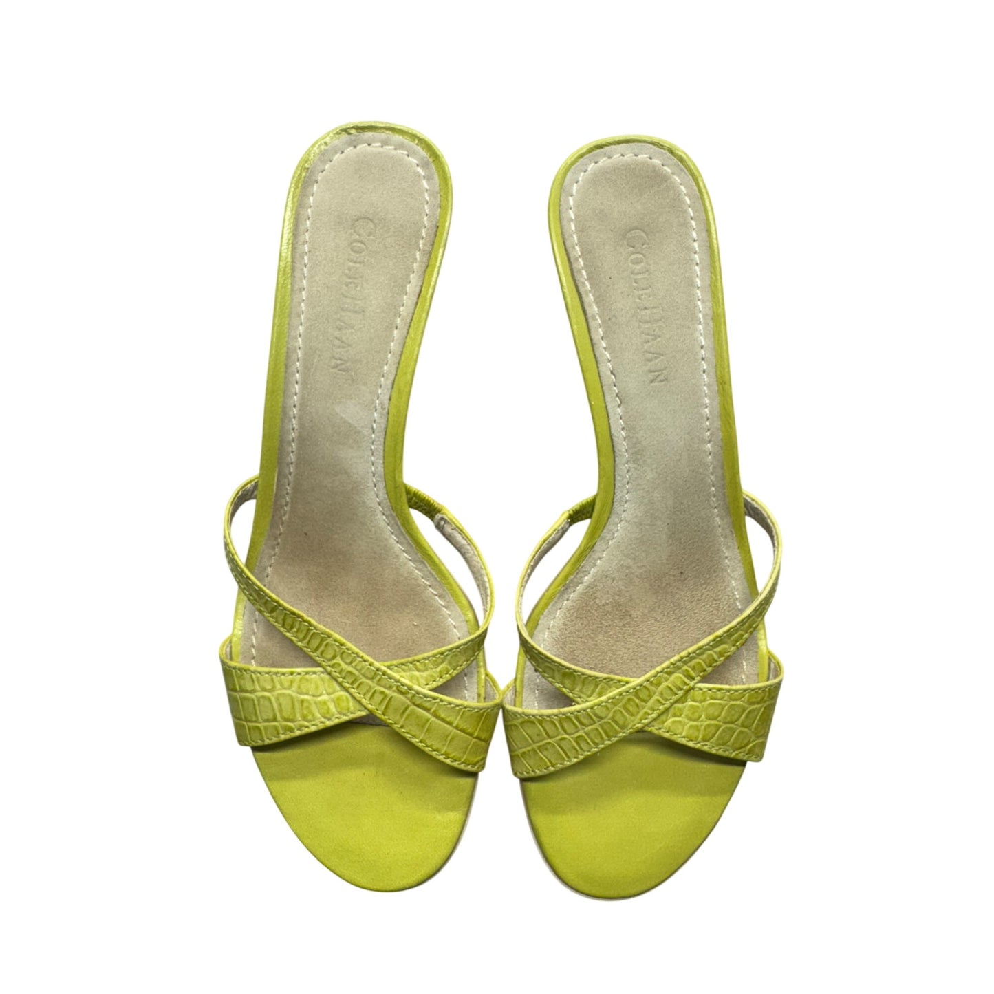 Cole Haan Womens Lime Green Leather Strappy Kitten Heel Sandals Size 8.5 #9011