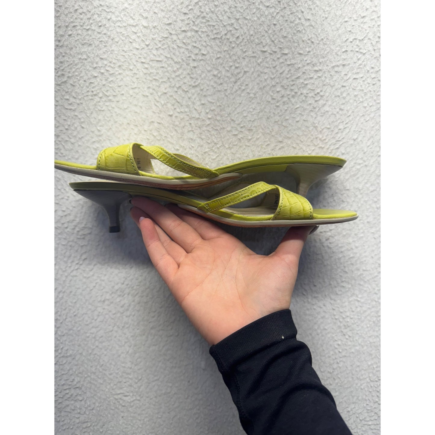 Cole Haan Womens Lime Green Leather Strappy Kitten Heel Sandals Size 8.5 #9011