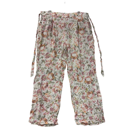 Floral Wide-Leg Rayon Pants With Tie Waist #6981