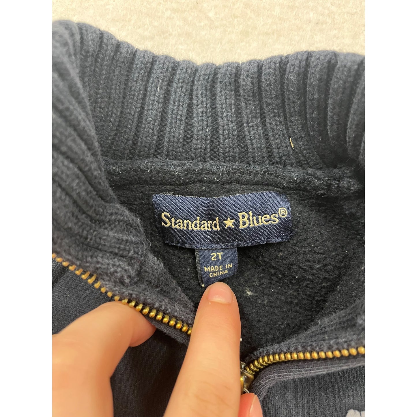 Standard Blues Toddler zip-Up 2T Navy & Gray Cotton/Polyester #8288