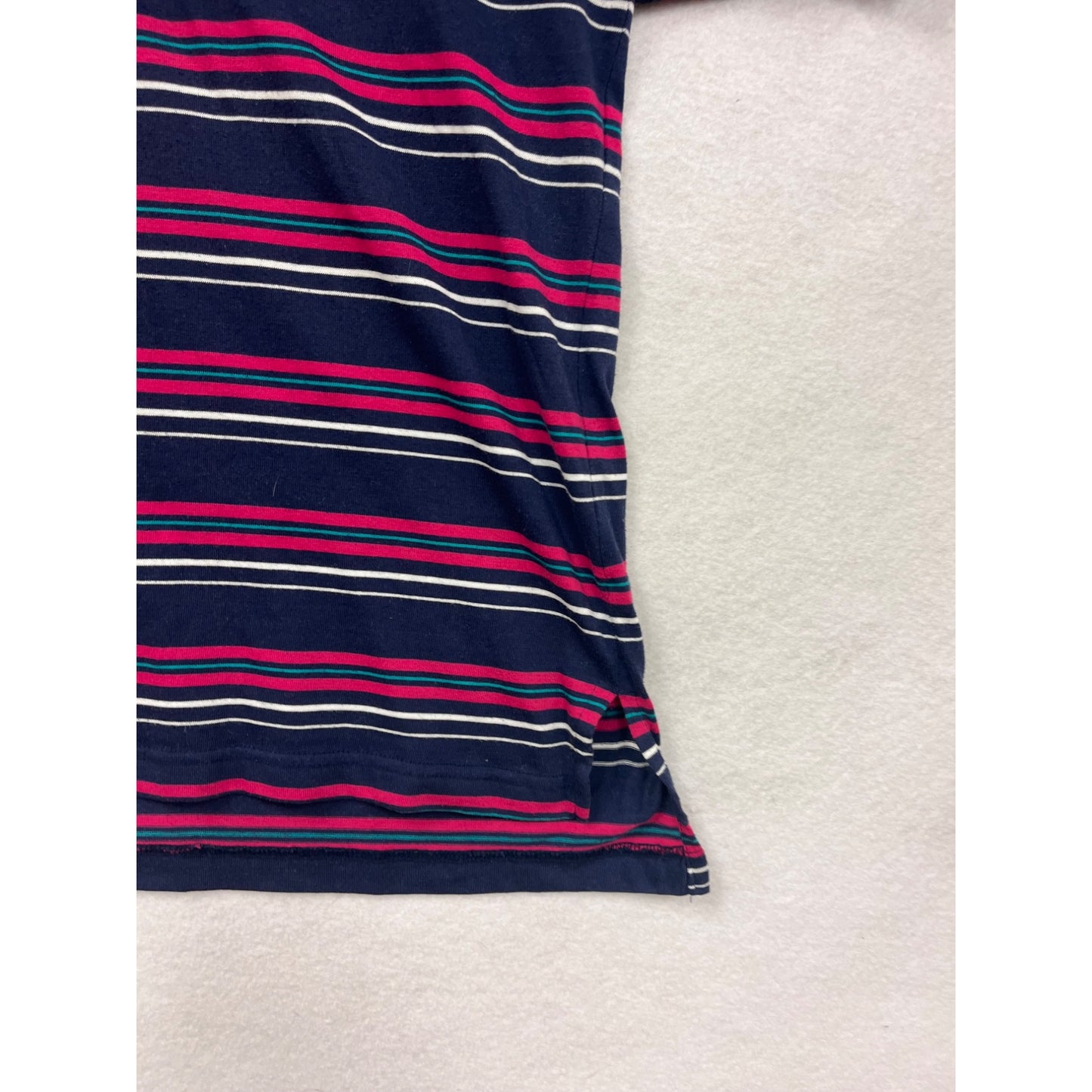 Mens XL Kings Court Navy Striped Polo Shirt W/ Pink & White Accents #6873