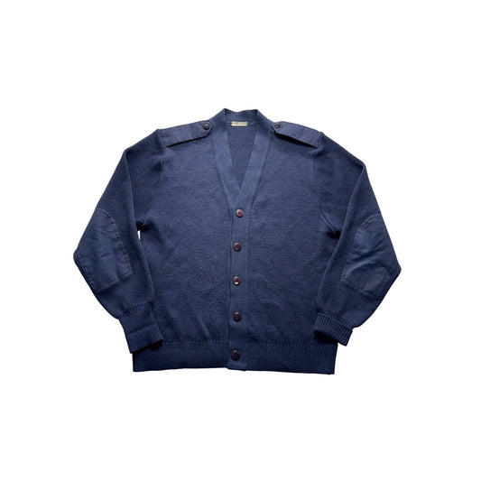 Vintage Military  Wool Blend Navy Blue Cardigan Sweater #7923