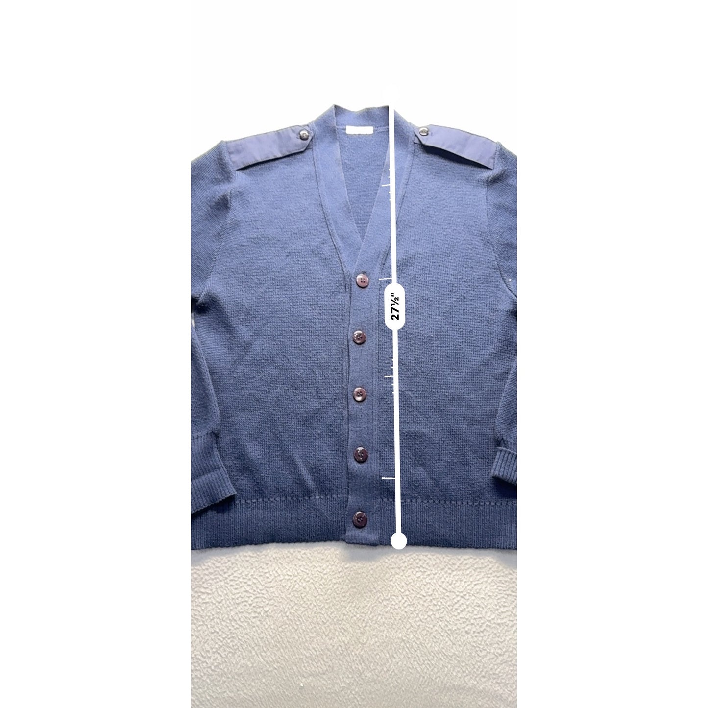 Vintage Military  Wool Blend Navy Blue Cardigan Sweater #7923