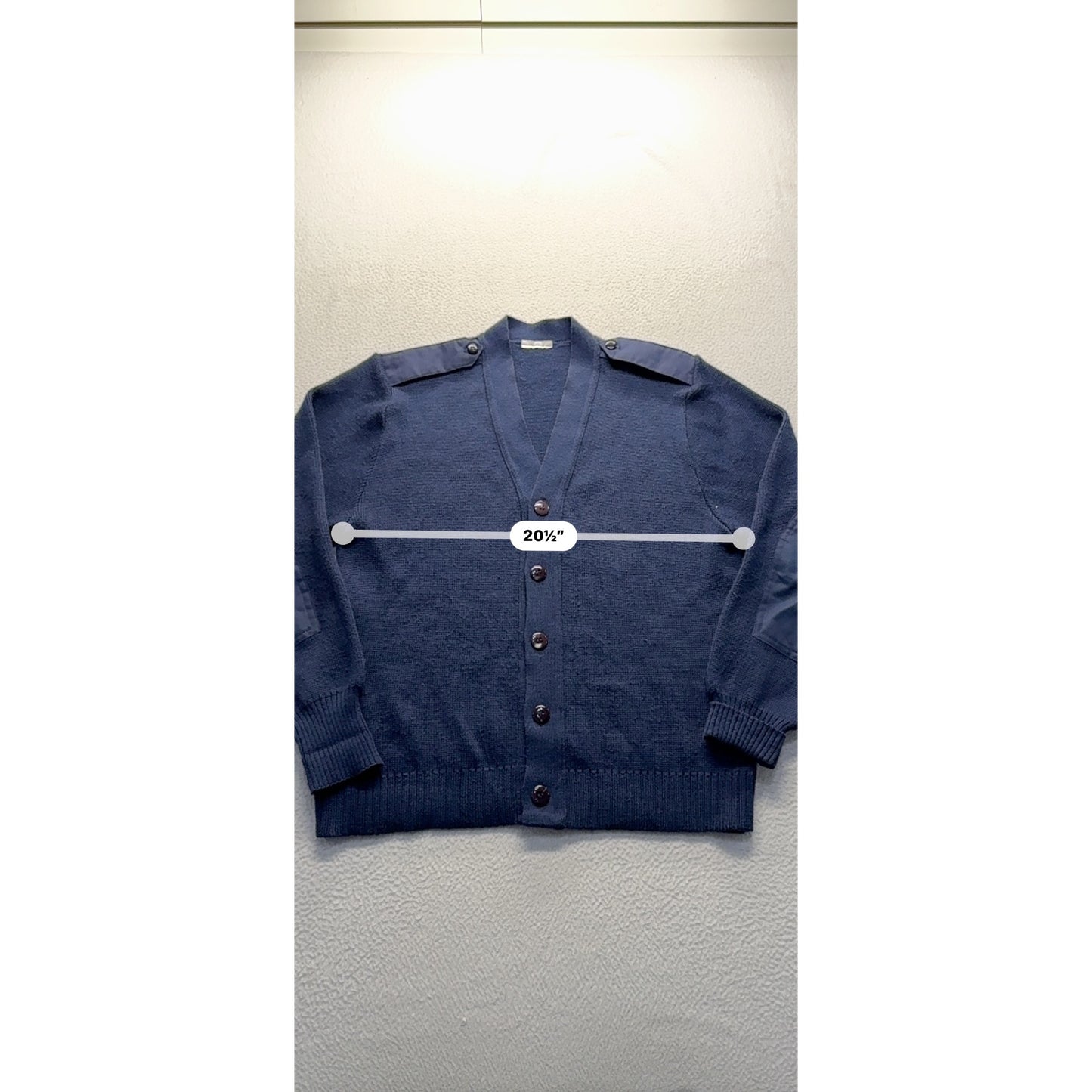 Vintage Military  Wool Blend Navy Blue Cardigan Sweater #7923