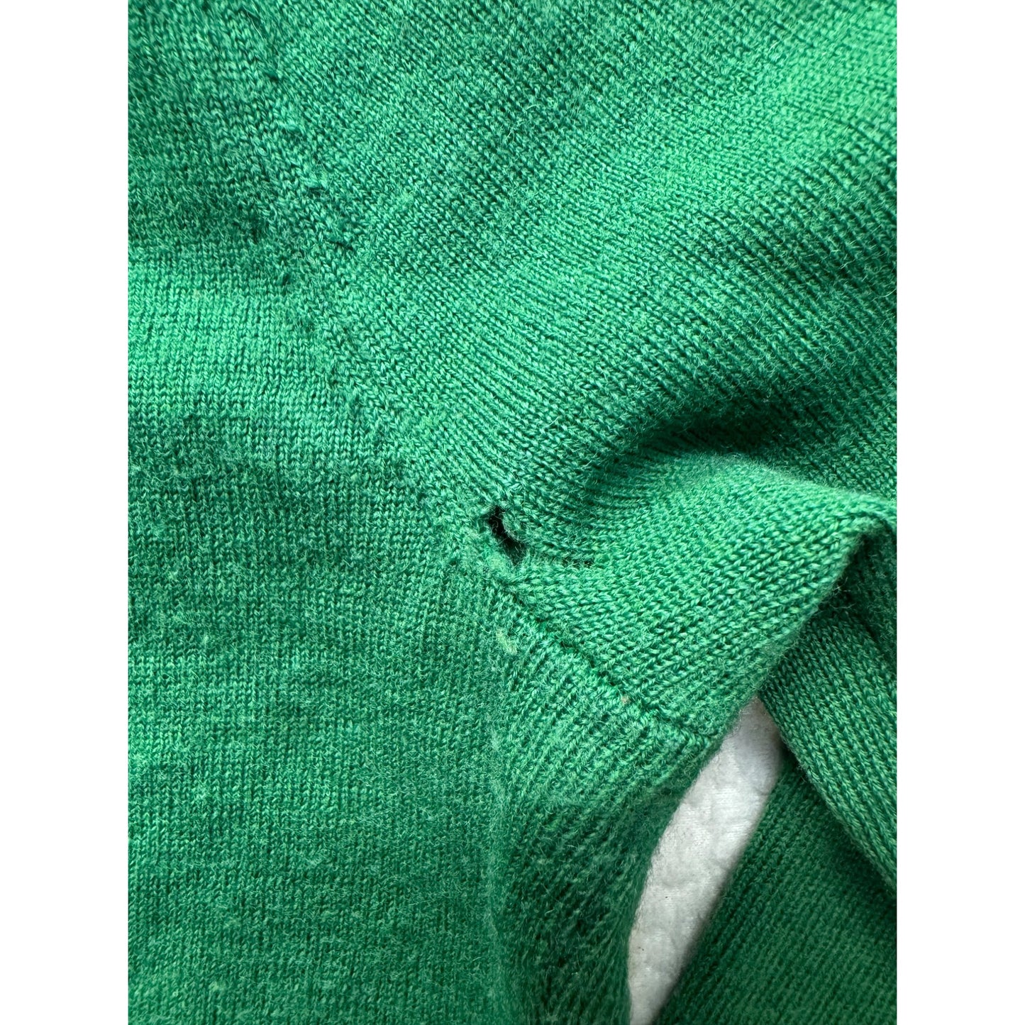 Cynthia Rowley Green 100% Merino Wool Cardigan Sweater V-Neck L #9571