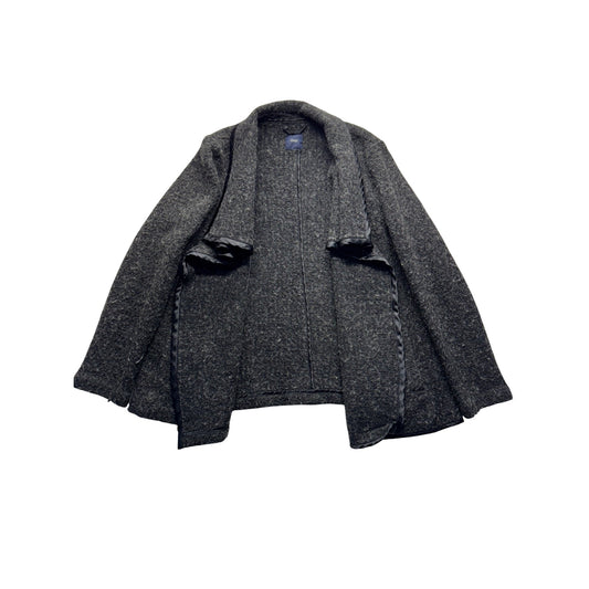 Gap Womens Open Front Gray Wool Blend Cardigan Coat With Satin Trim Size M #9420