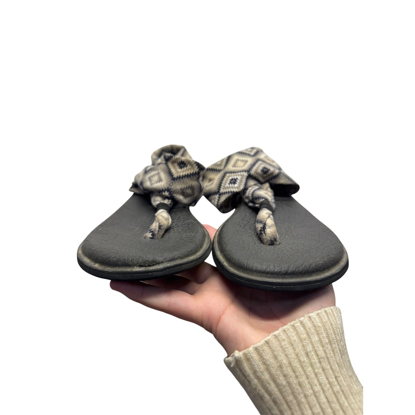 Sanuk Yoga Sandals Size 10 Black & Beige 87B
