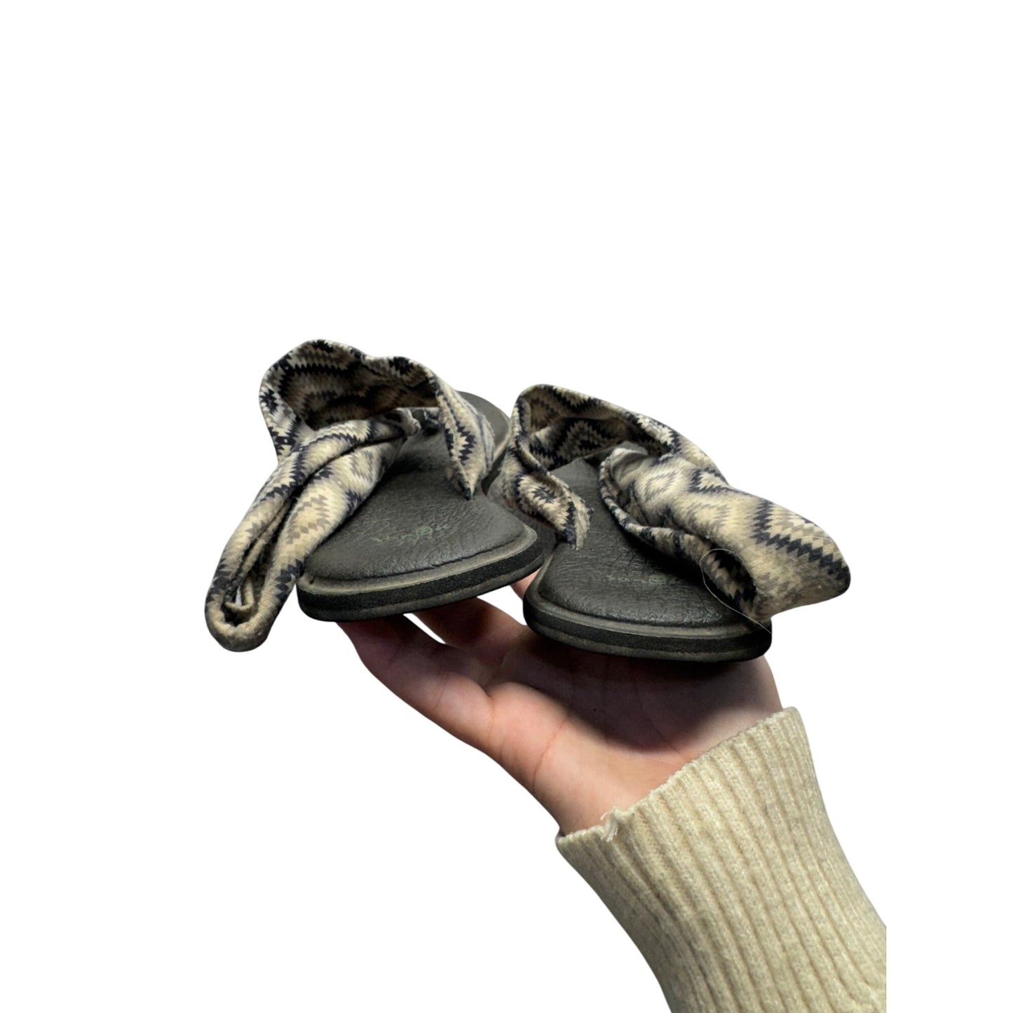 Sanuk Yoga Sandals Size 10 Black & Beige 87B