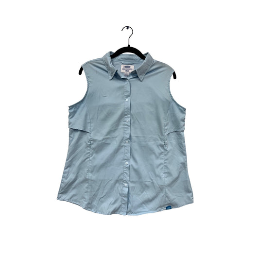 AFTCO Light Blue Sleeveless Button-Up Fishing Shirt M #723A