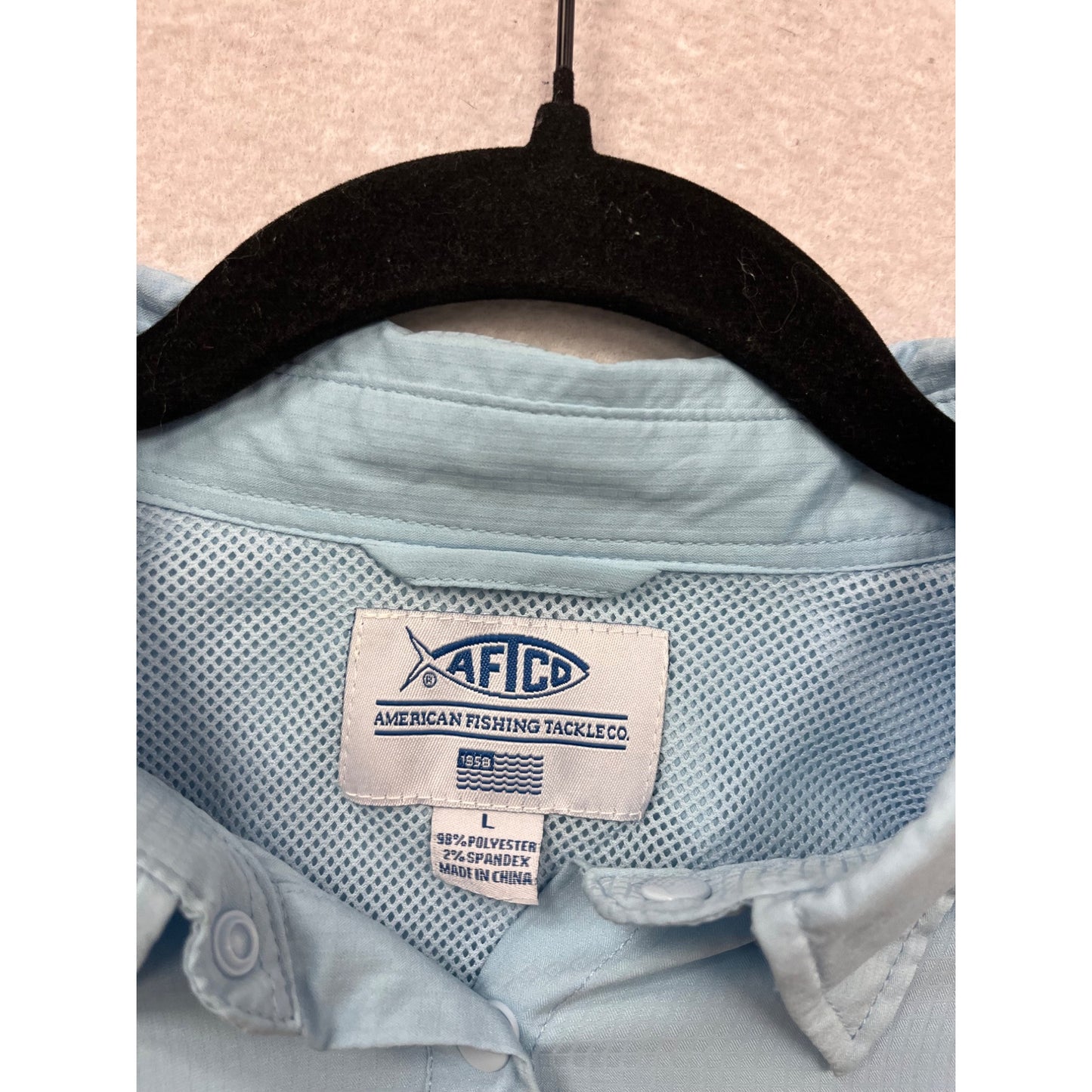 AFTCO Light Blue Sleeveless Button-Up Fishing Shirt M #723A