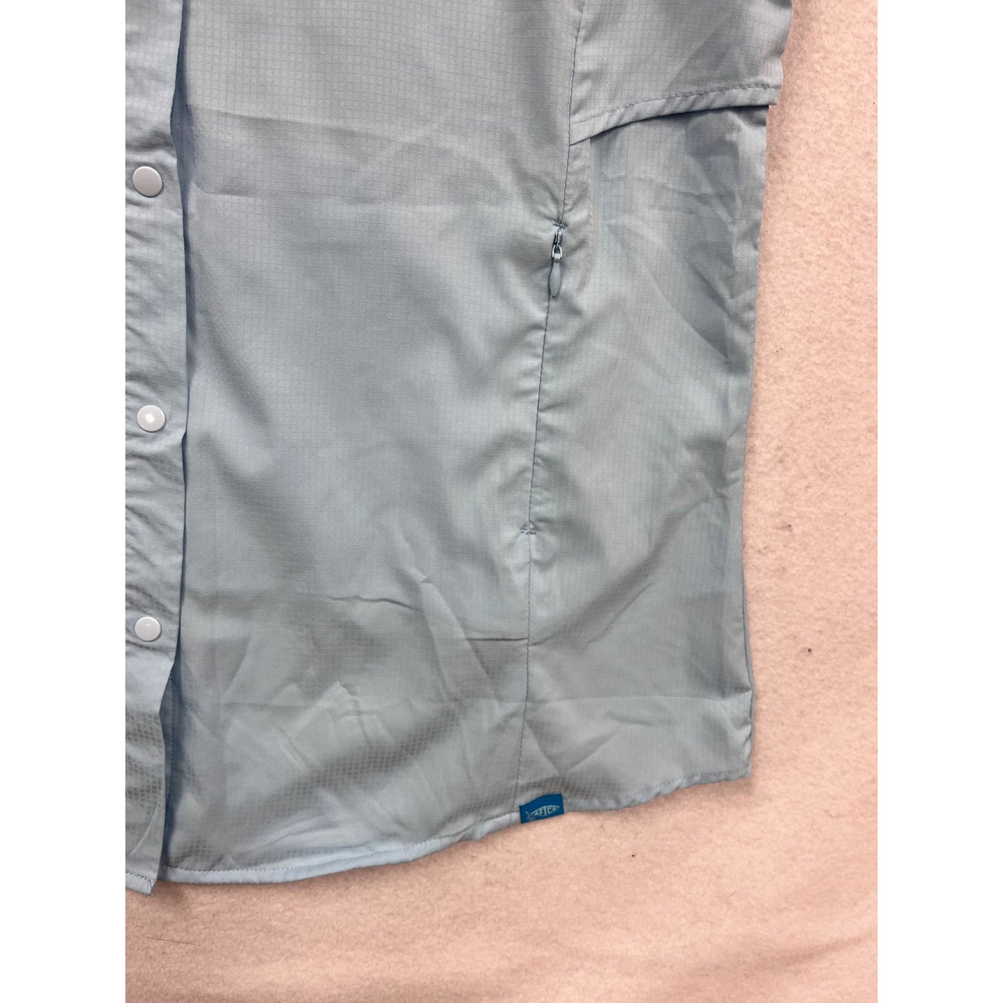 AFTCO Light Blue Sleeveless Button-Up Fishing Shirt M #723A