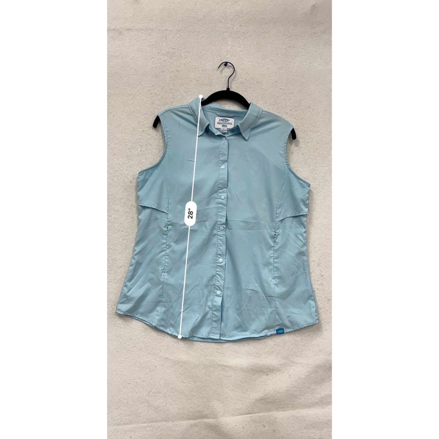 AFTCO Light Blue Sleeveless Button-Up Fishing Shirt M #723A
