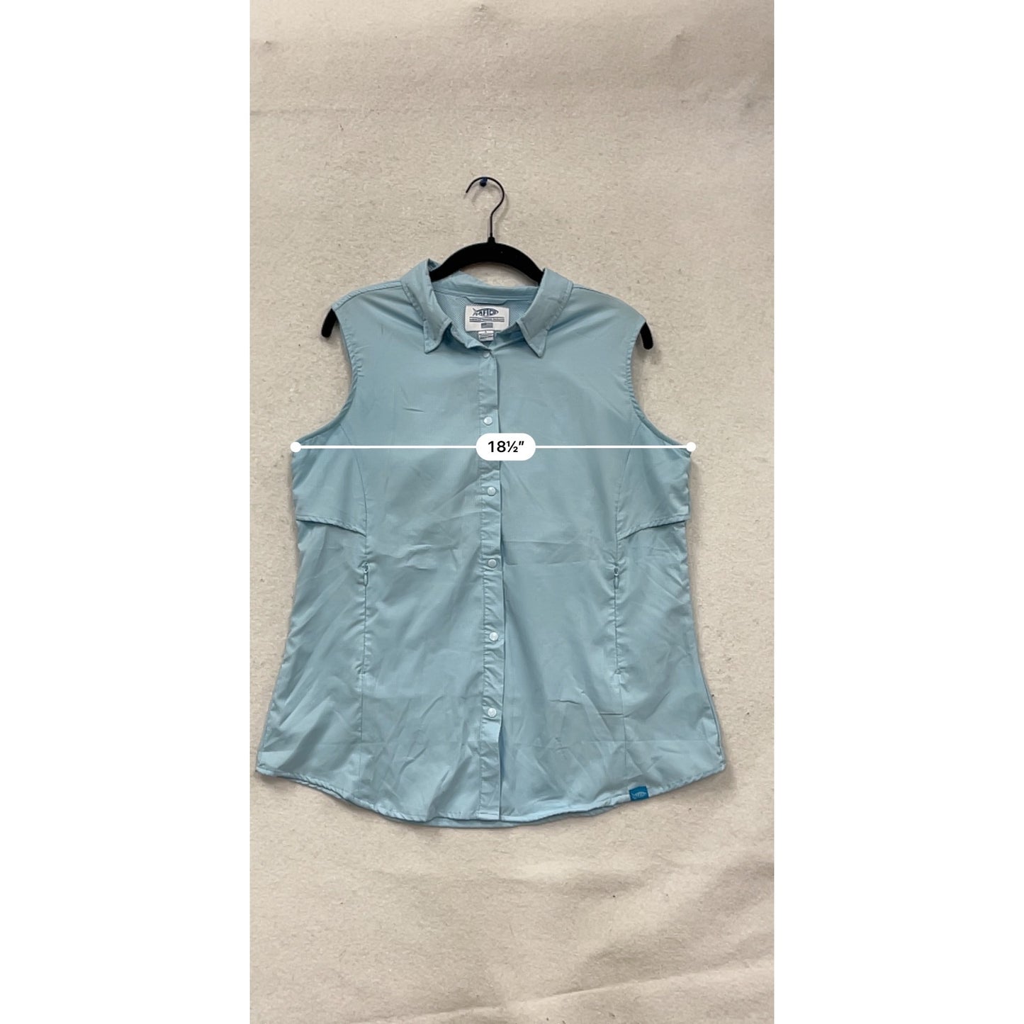 AFTCO Light Blue Sleeveless Button-Up Fishing Shirt M #723A