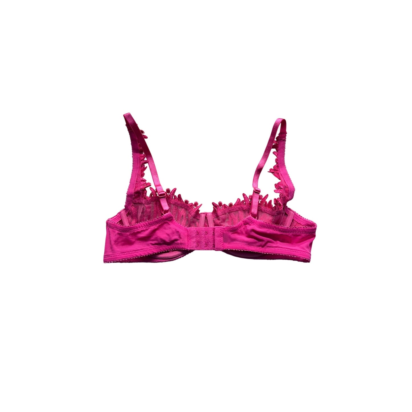 Pink Lace Underwire Bra With Floral Embroidery & Adjustable Straps Size 36B #9602