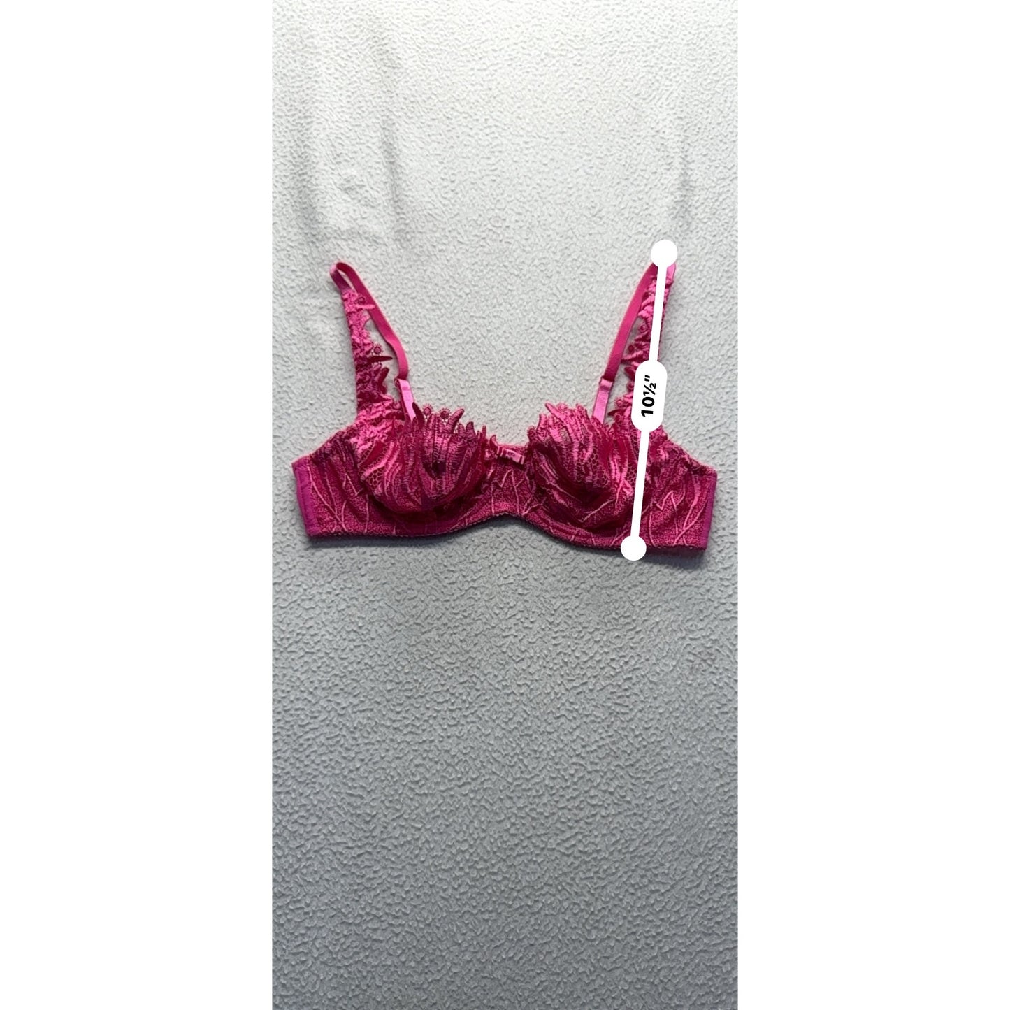 Pink Lace Underwire Bra With Floral Embroidery & Adjustable Straps Size 36B #9602