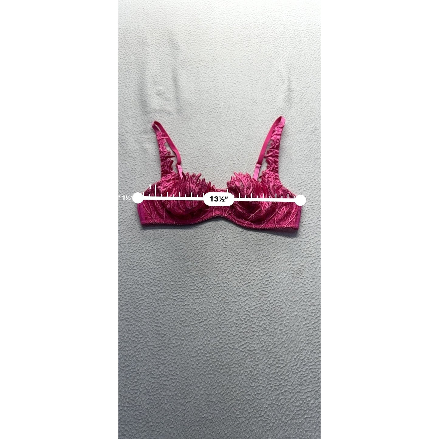 Pink Lace Underwire Bra With Floral Embroidery & Adjustable Straps Size 36B #9602