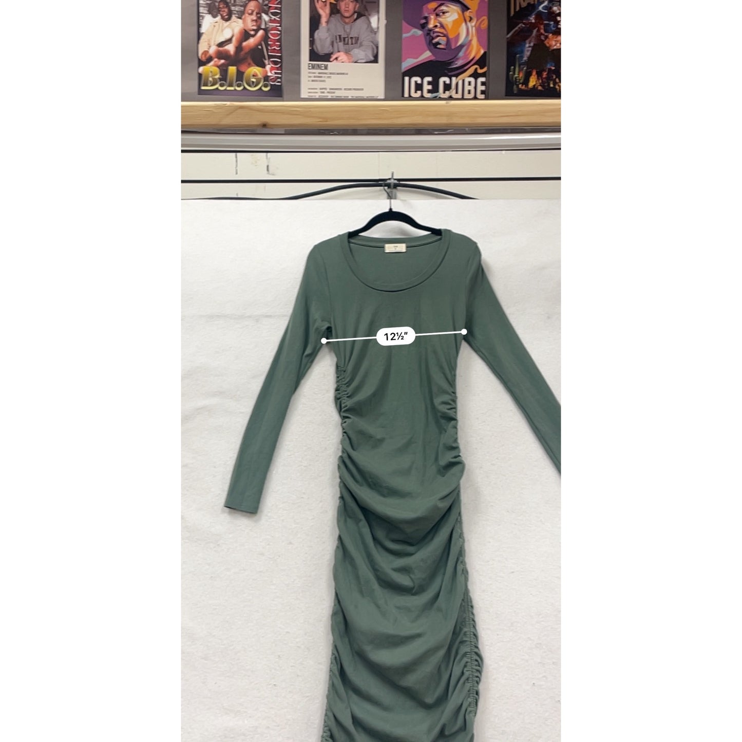 T.La Long Sleeve Ruched Maxi Dress In Green #180A