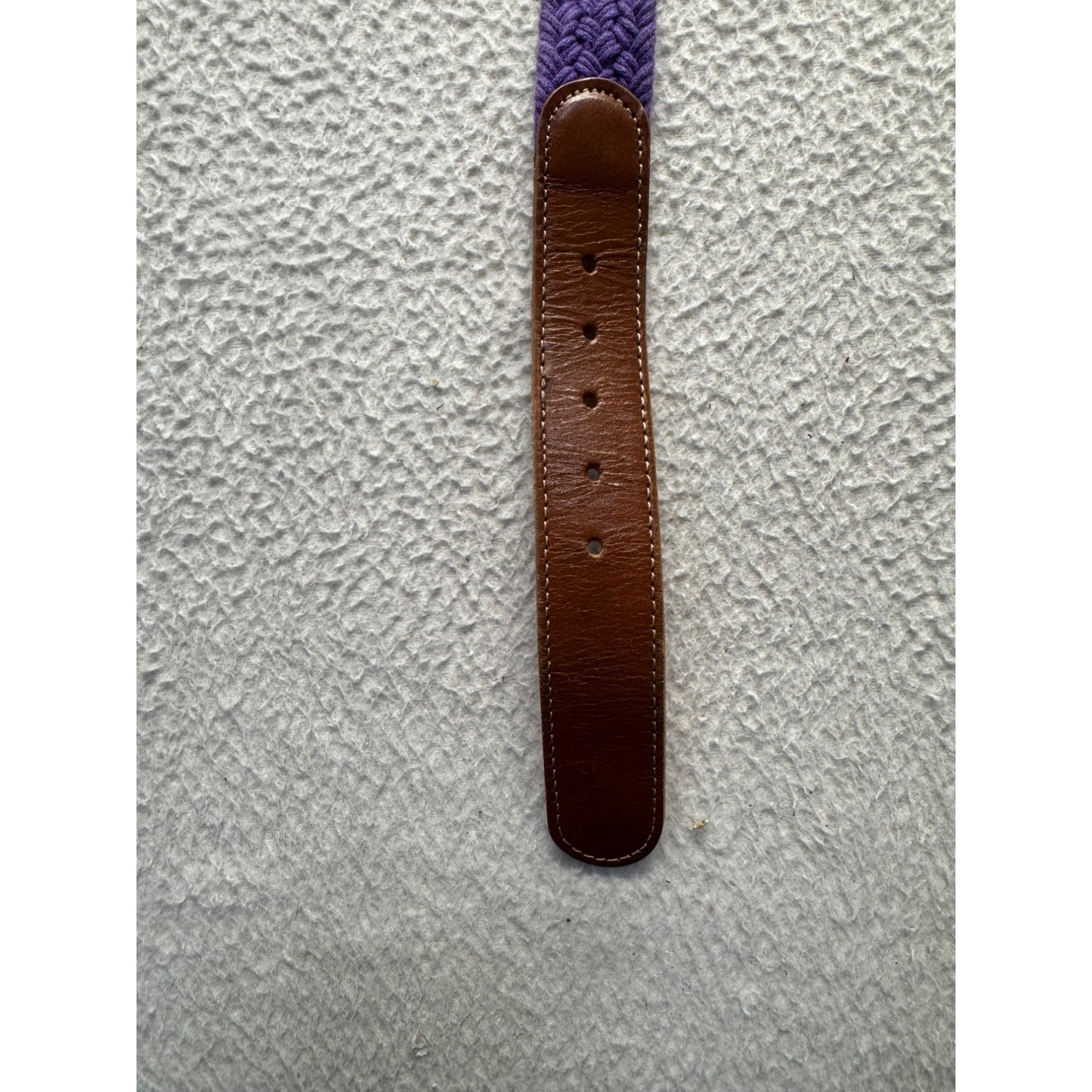 Braided Purple Belt With Brown Leather Accents Adjustable Fit #9892