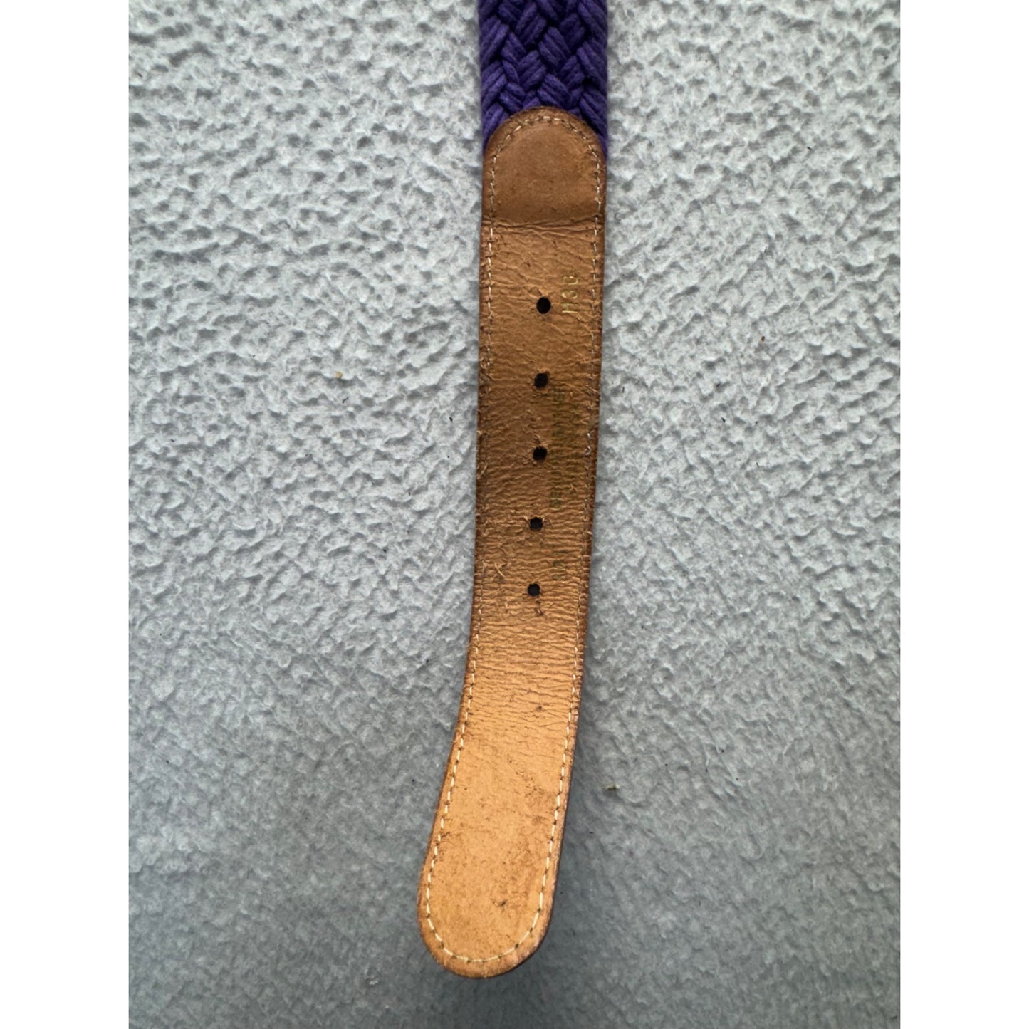 Braided Purple Belt With Brown Leather Accents Adjustable Fit #9892