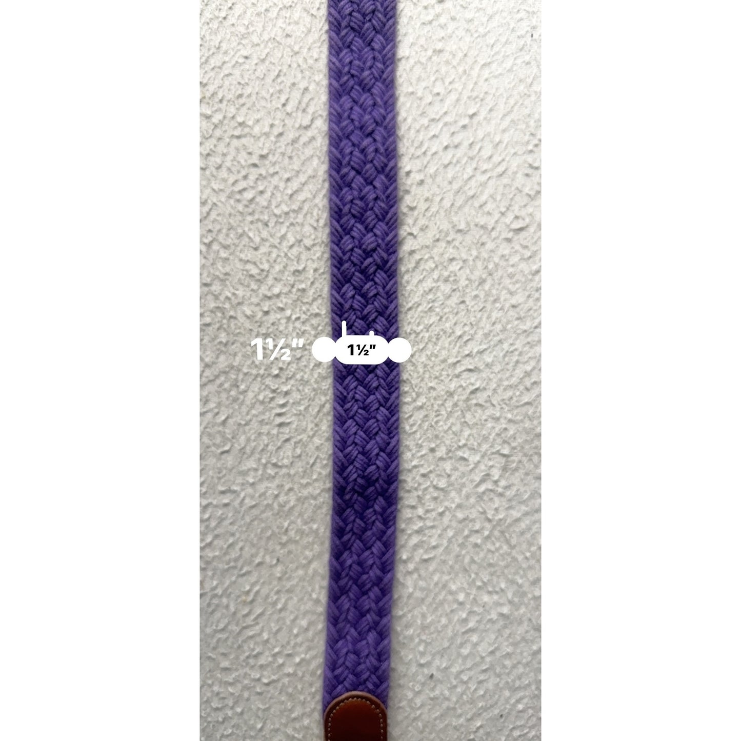 Braided Purple Belt With Brown Leather Accents Adjustable Fit #9892