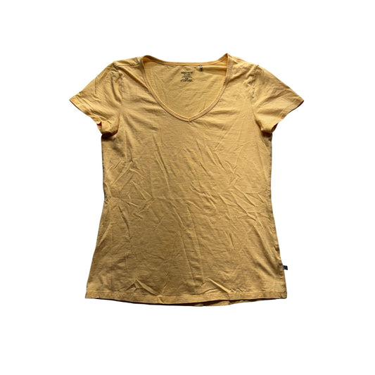 Toad & Co V-Neck Yellow T-Shirt Size S Organic Cotton Blend #7991