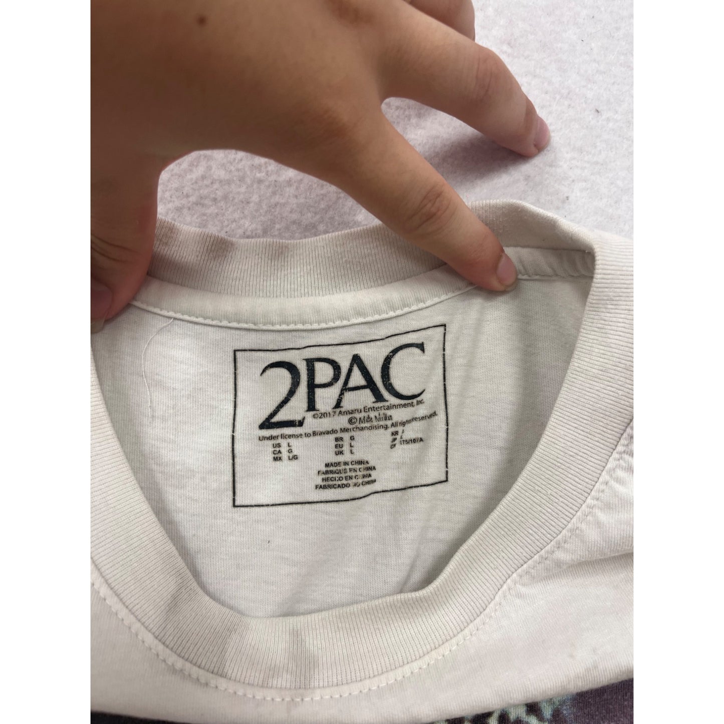 2Pac Bandana Graphic T-Shirt Crew Neck White Short Sleeve Casual Tee #317A