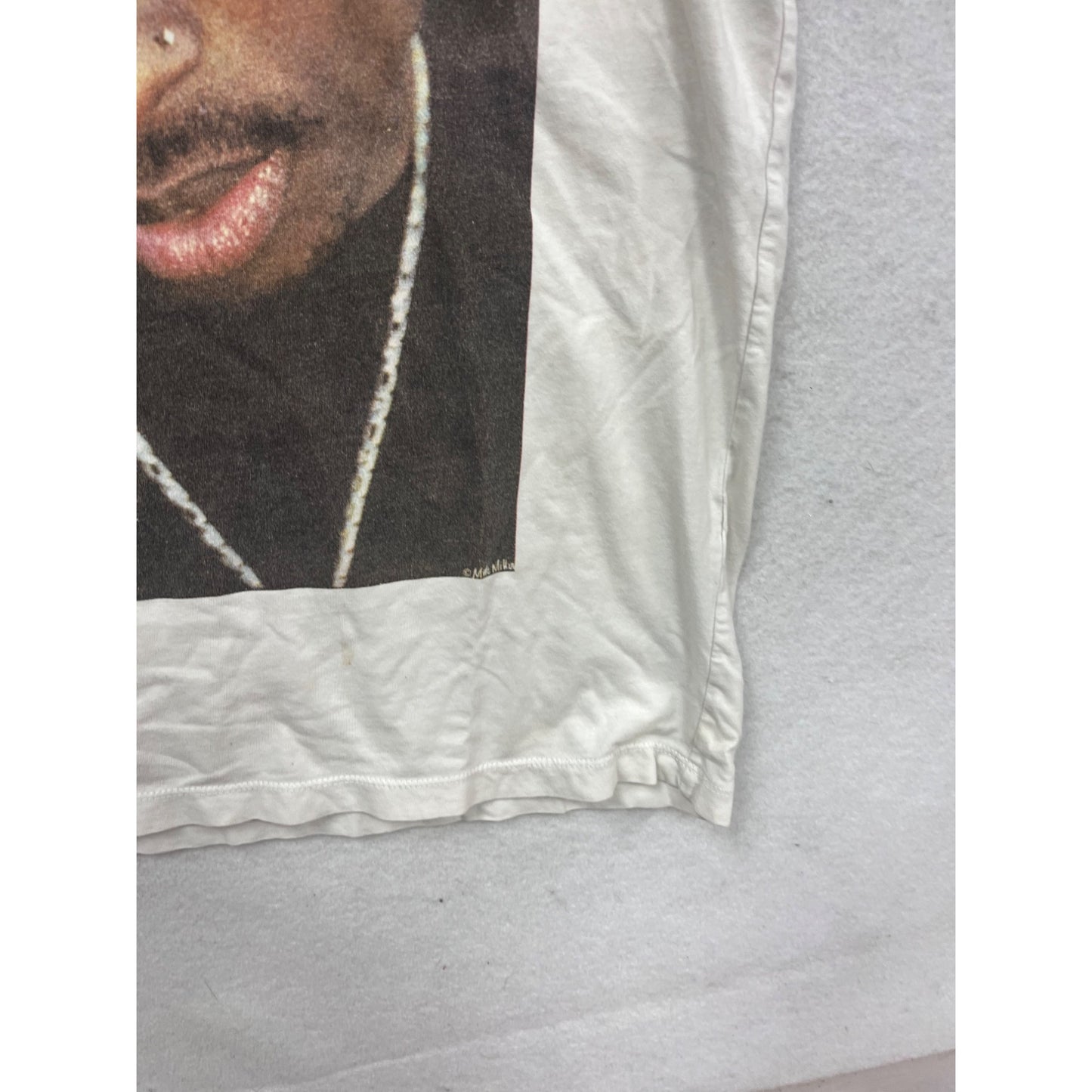 2Pac Bandana Graphic T-Shirt Crew Neck White Short Sleeve Casual Tee #317A
