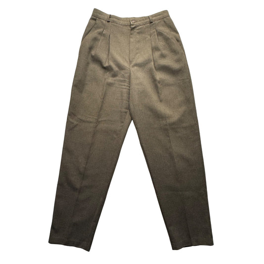 Briggs New York  Brown Pleated Trousers Size 10 Polyester Made In USA #225B