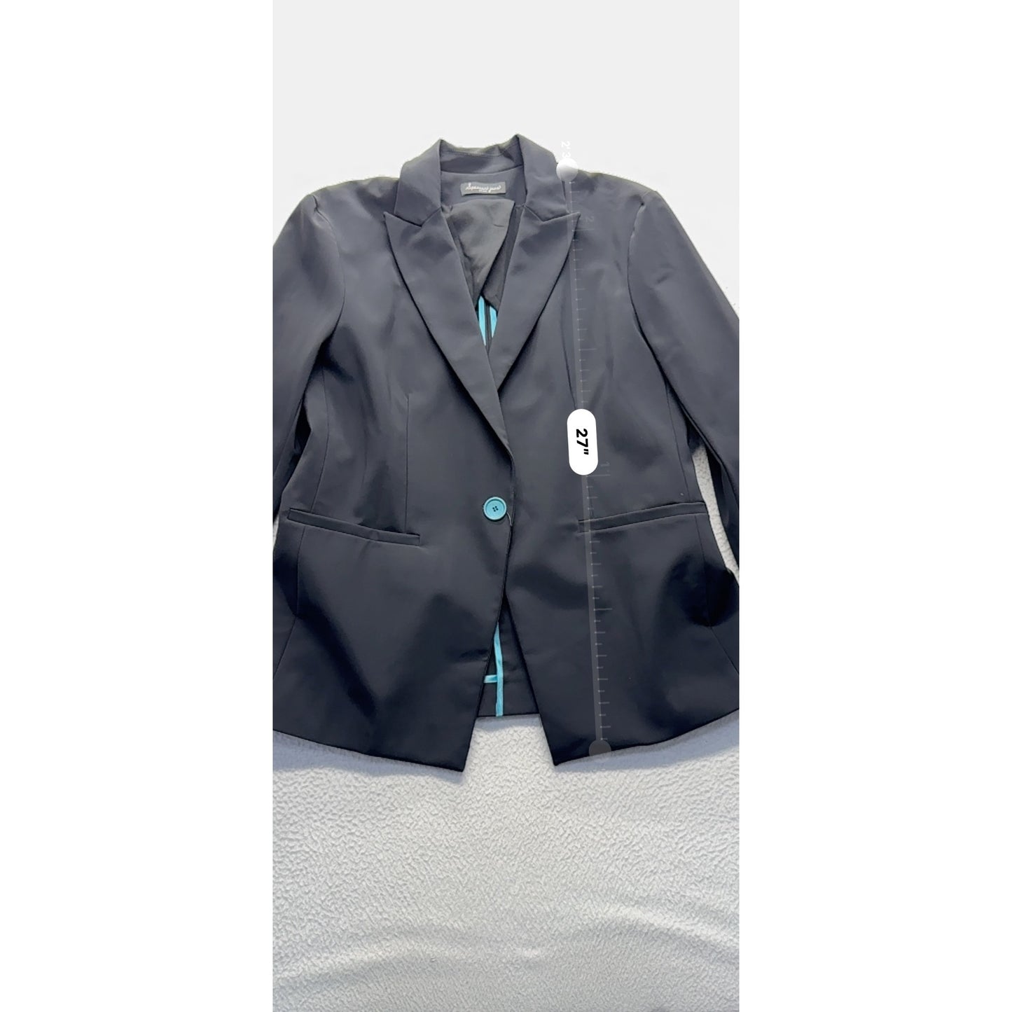 Spencer Jane Womens Black Blazer With Teal Button Accent Size XL #9418