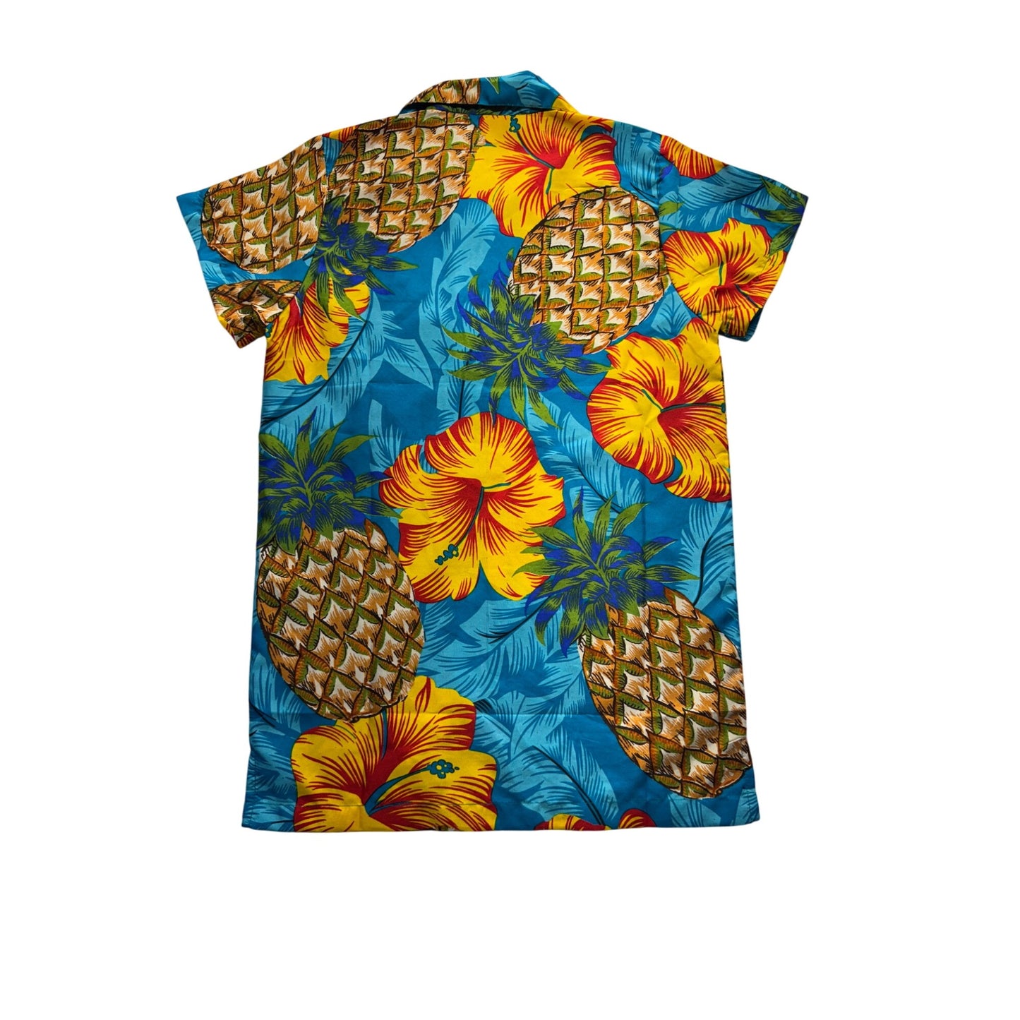 King Kameha Hawaiian Shirt XS Pineapple/Hibiscus 100% Terivoile #9039