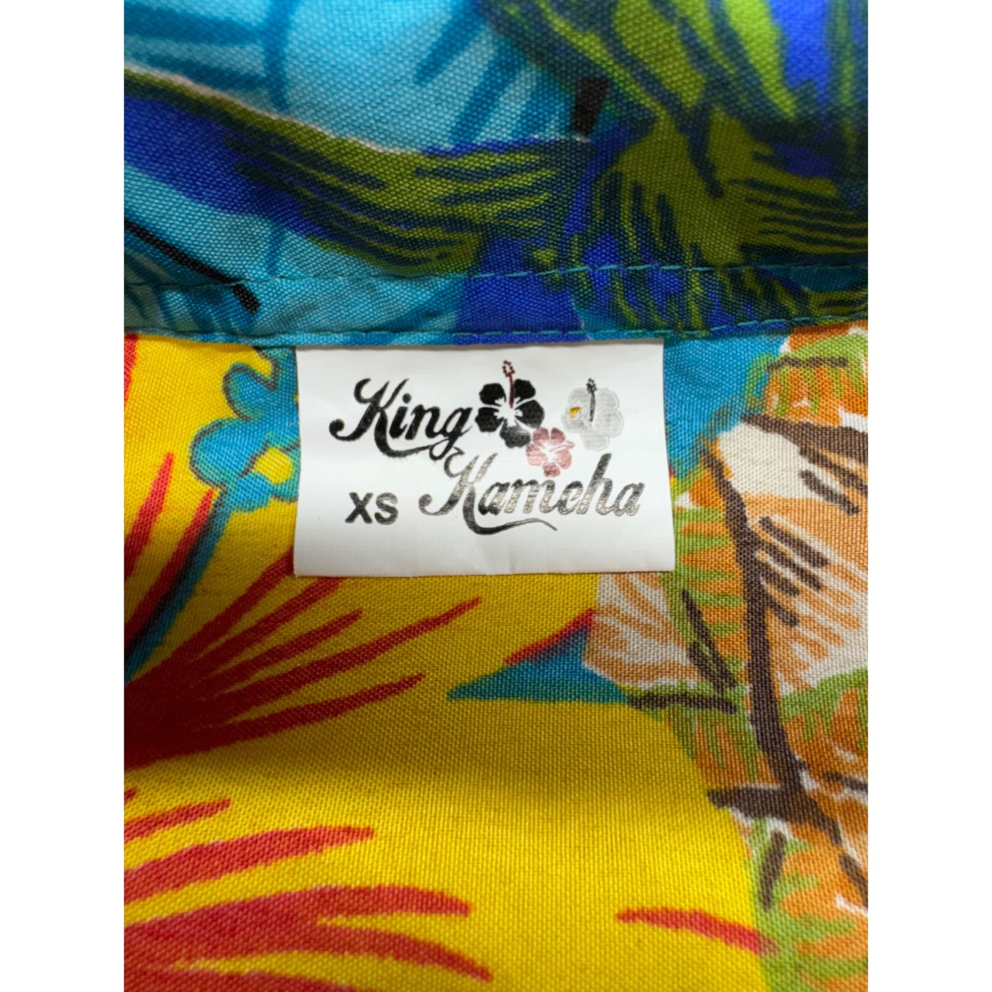 King Kameha Hawaiian Shirt XS Pineapple/Hibiscus 100% Terivoile #9039