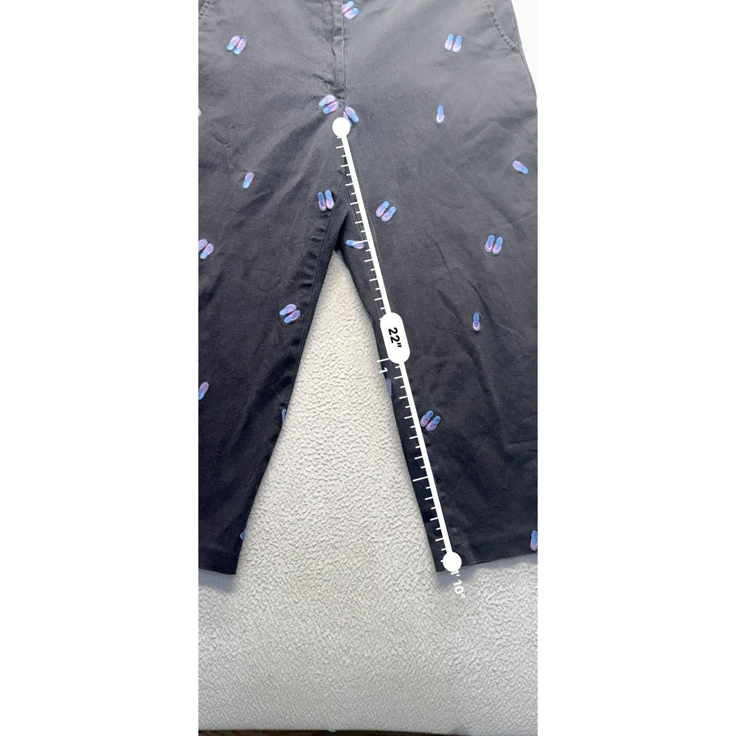 Briggs New York Black Embroidered Flip Flop Patterned Cropped Pants Size 8 #190B