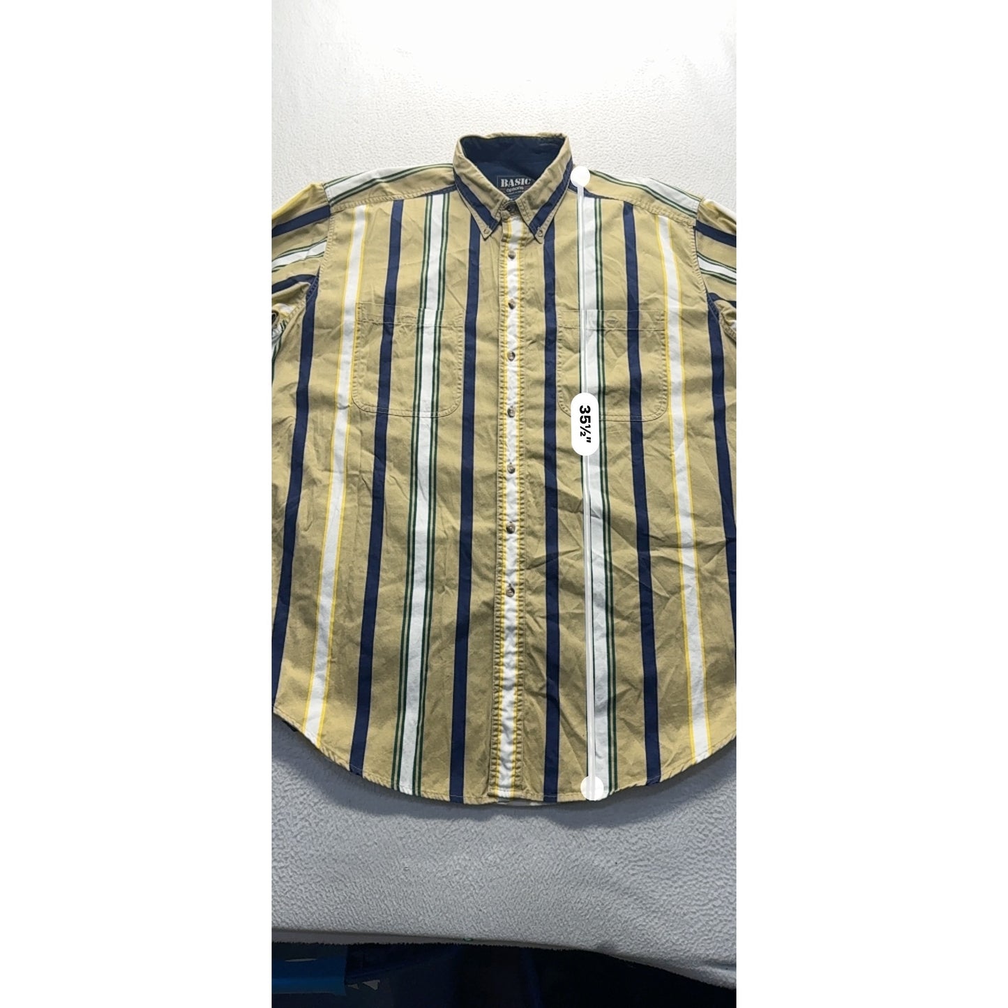 Basic Options Tall Striped Button-Up Shirt 100% Cotton XL #9049