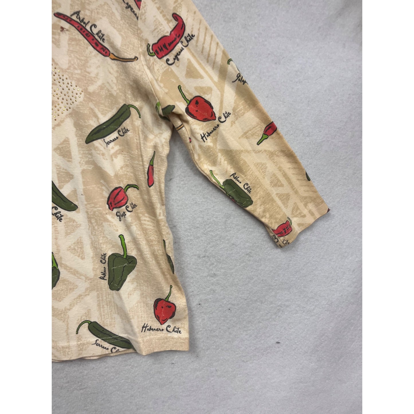 Cactus Bay L Long Sleeve Pepper Print Top #524A