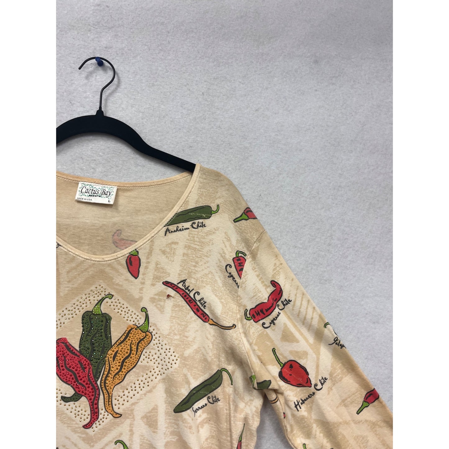 Cactus Bay L Long Sleeve Pepper Print Top #524A