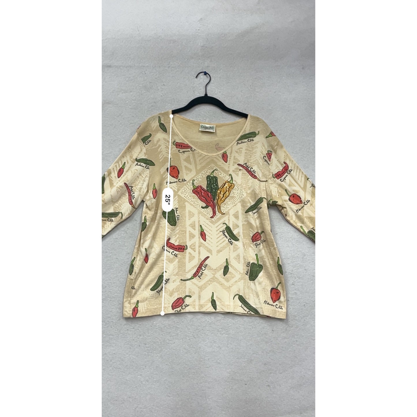 Cactus Bay L Long Sleeve Pepper Print Top #524A