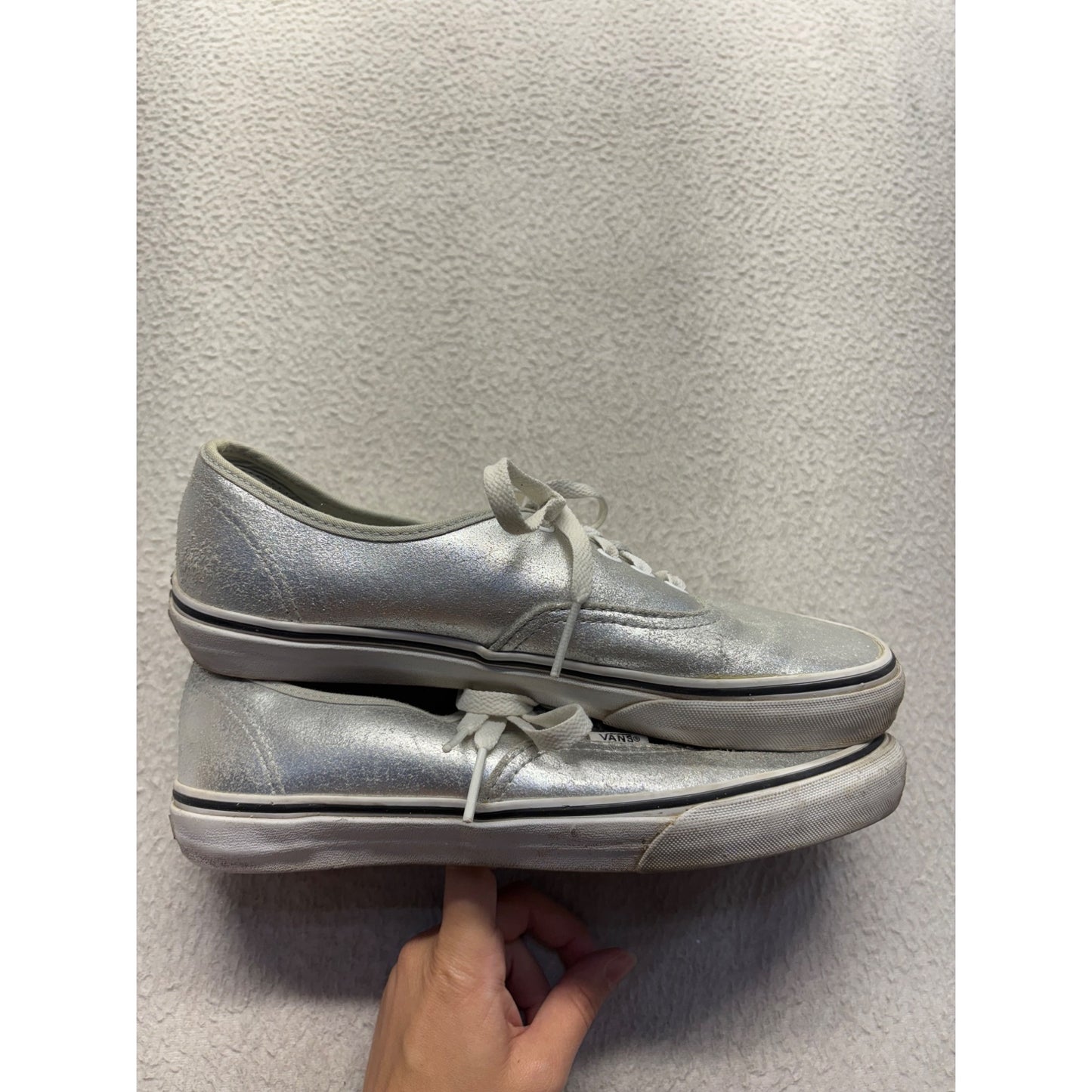 Vans Silver Metallic Lace-Up Sneakers Men's Size 7.5 #351B