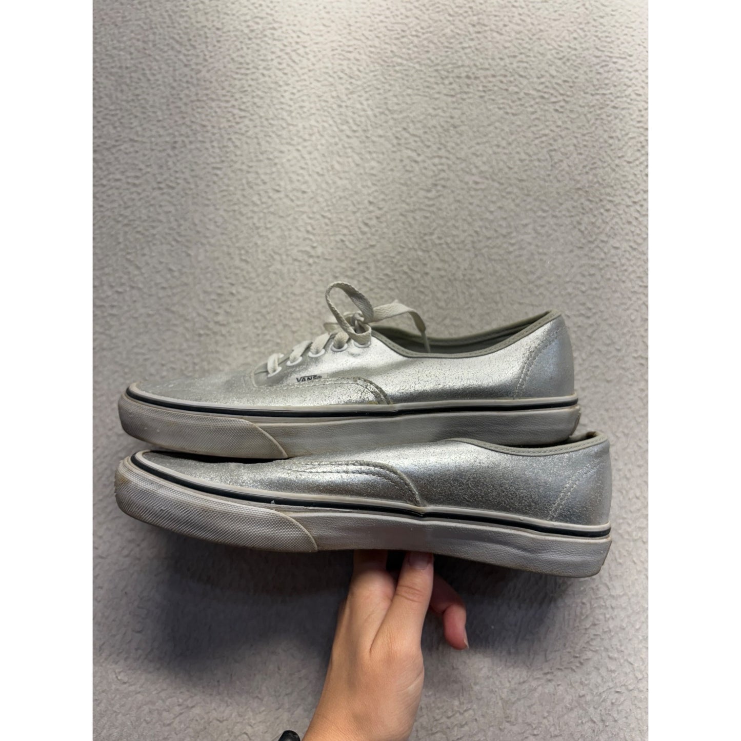Vans Silver Metallic Lace-Up Sneakers Men's Size 7.5 #351B