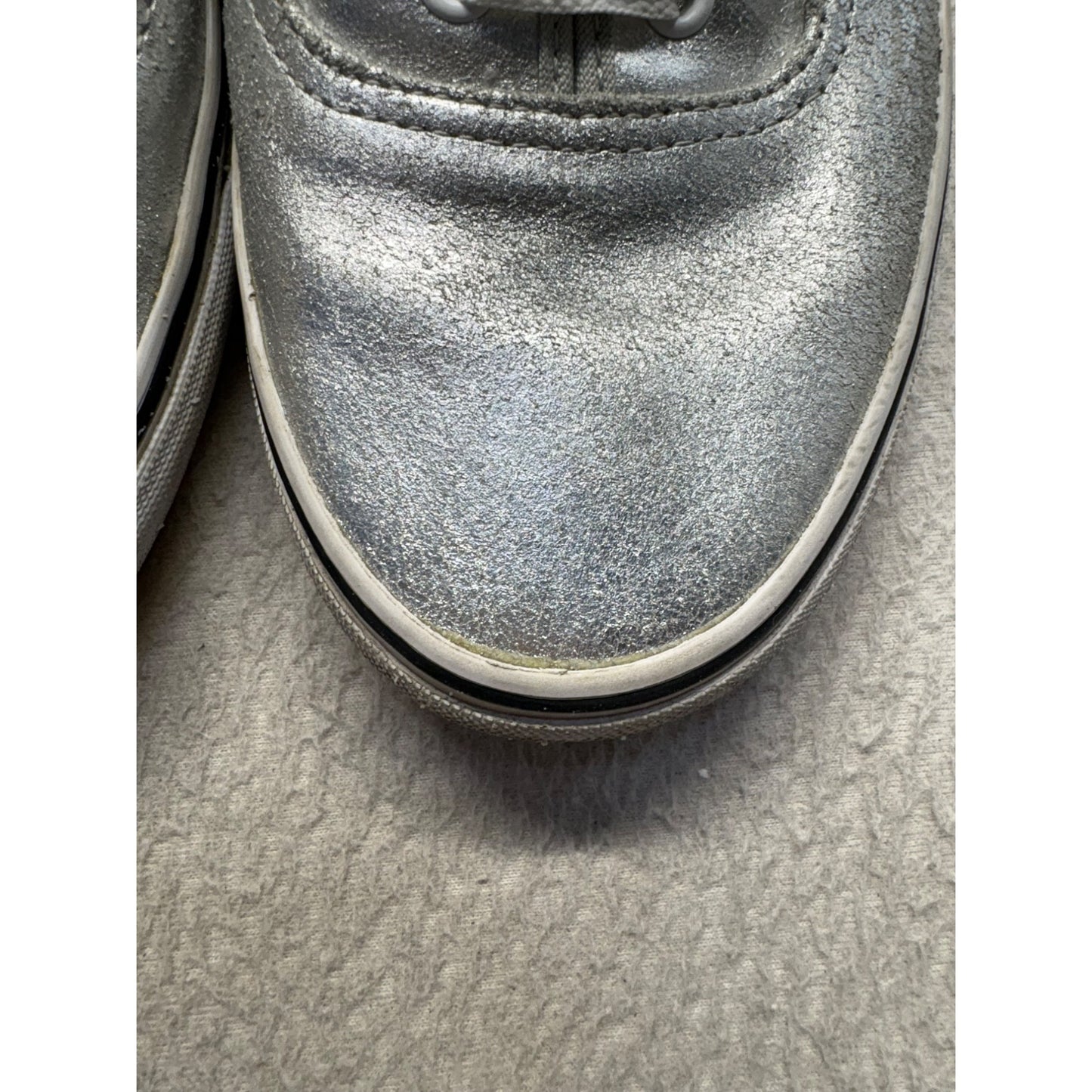 Vans Silver Metallic Lace-Up Sneakers Men's Size 7.5 #351B