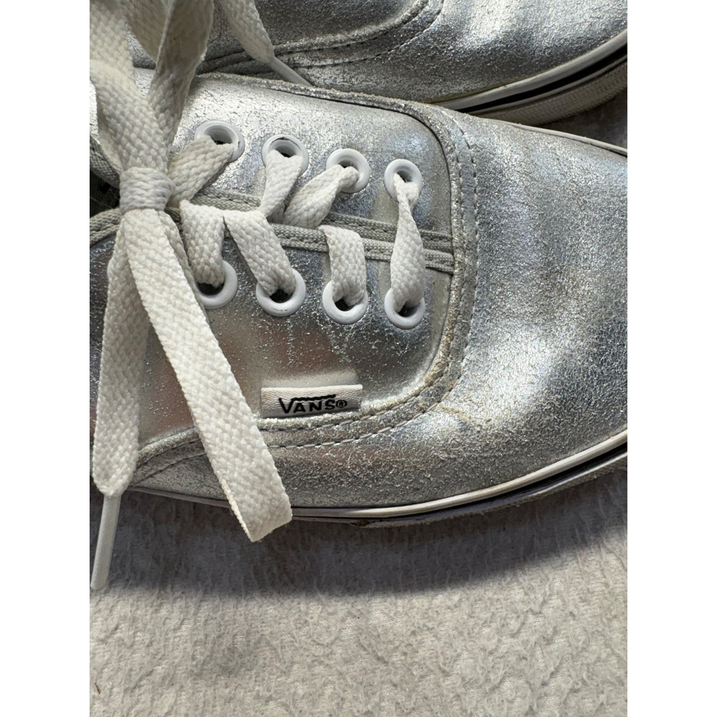 Vans Silver Metallic Lace-Up Sneakers Men's Size 7.5 #351B