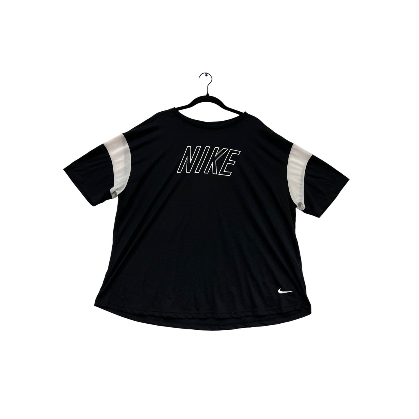 Nike Womens Dri-Fit T-Shirt Black/White Size 2X #721A